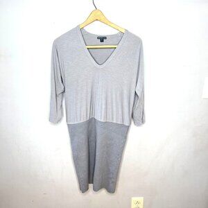 James Perse Womens Mixed‎ Media Gray V-Neck Dress Size 3 (L)